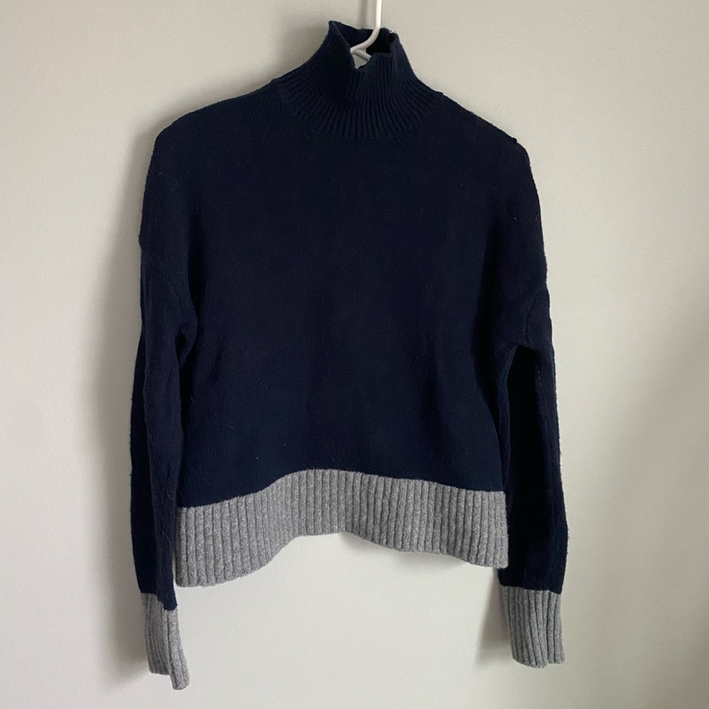 Loft Navy Cropped Turtle Neck Sweater